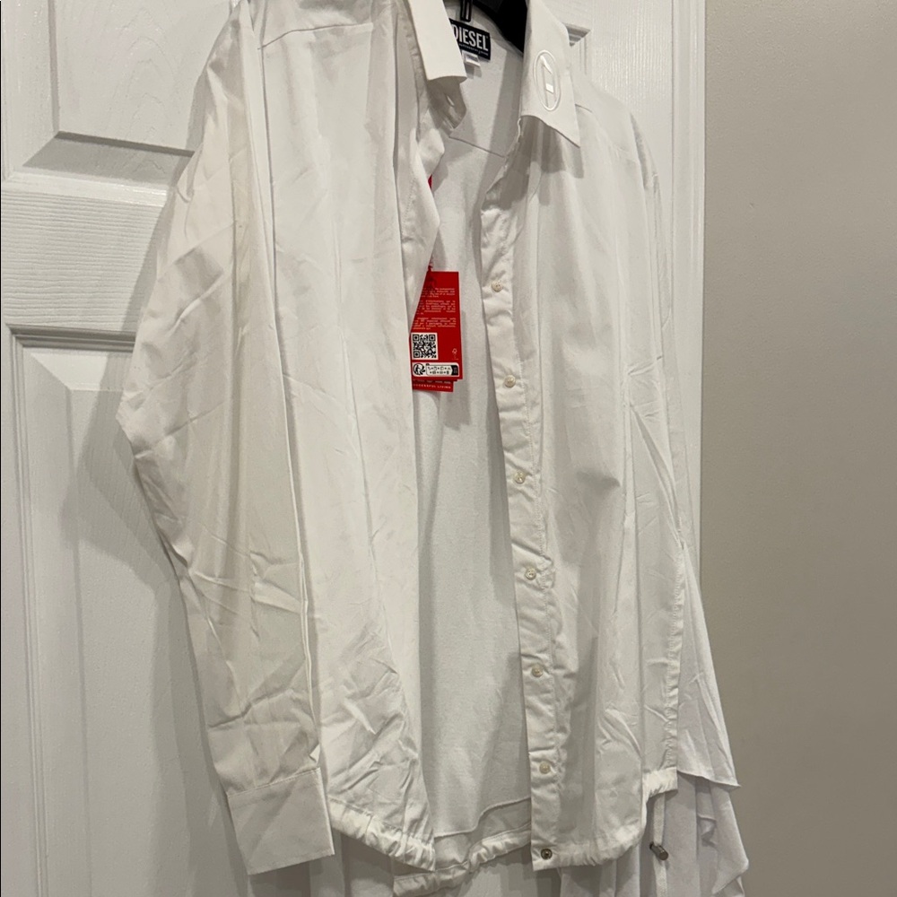 Diesel White Long-Sleeve Button-Down Shirt new tag on
